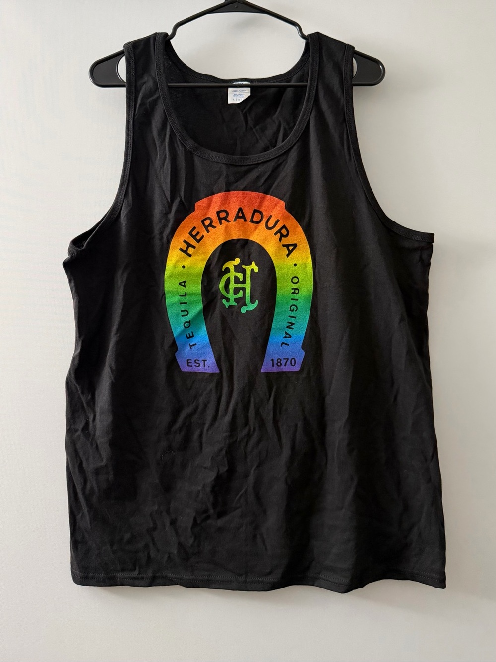 Herradura Tequila Size Large Men's Tank Top Shirt Pride Black Rainbow NWOT